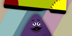 Grimace vs giant clown shoes
